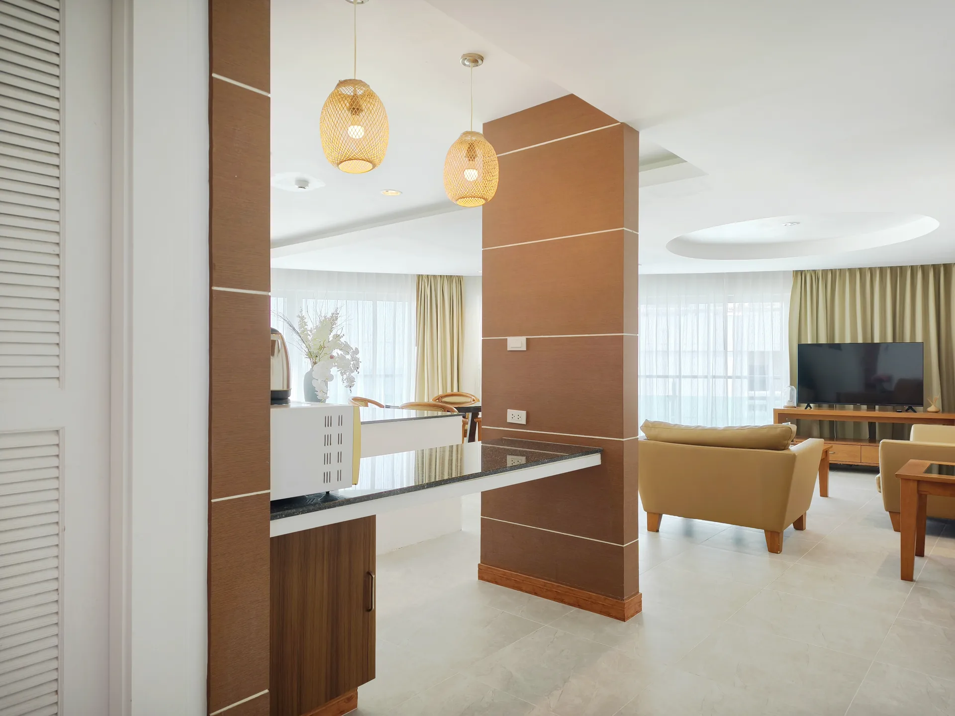 Open-plan living and dining area